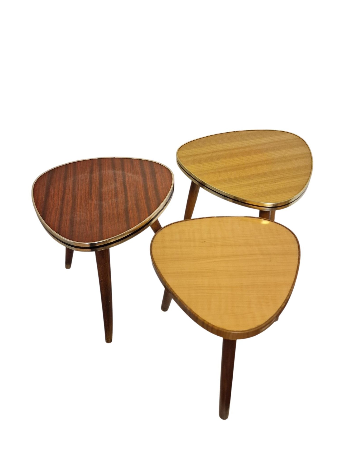 Vintage Set of 3 Pallisander Plant Side Tables, 60s Retro Tripod