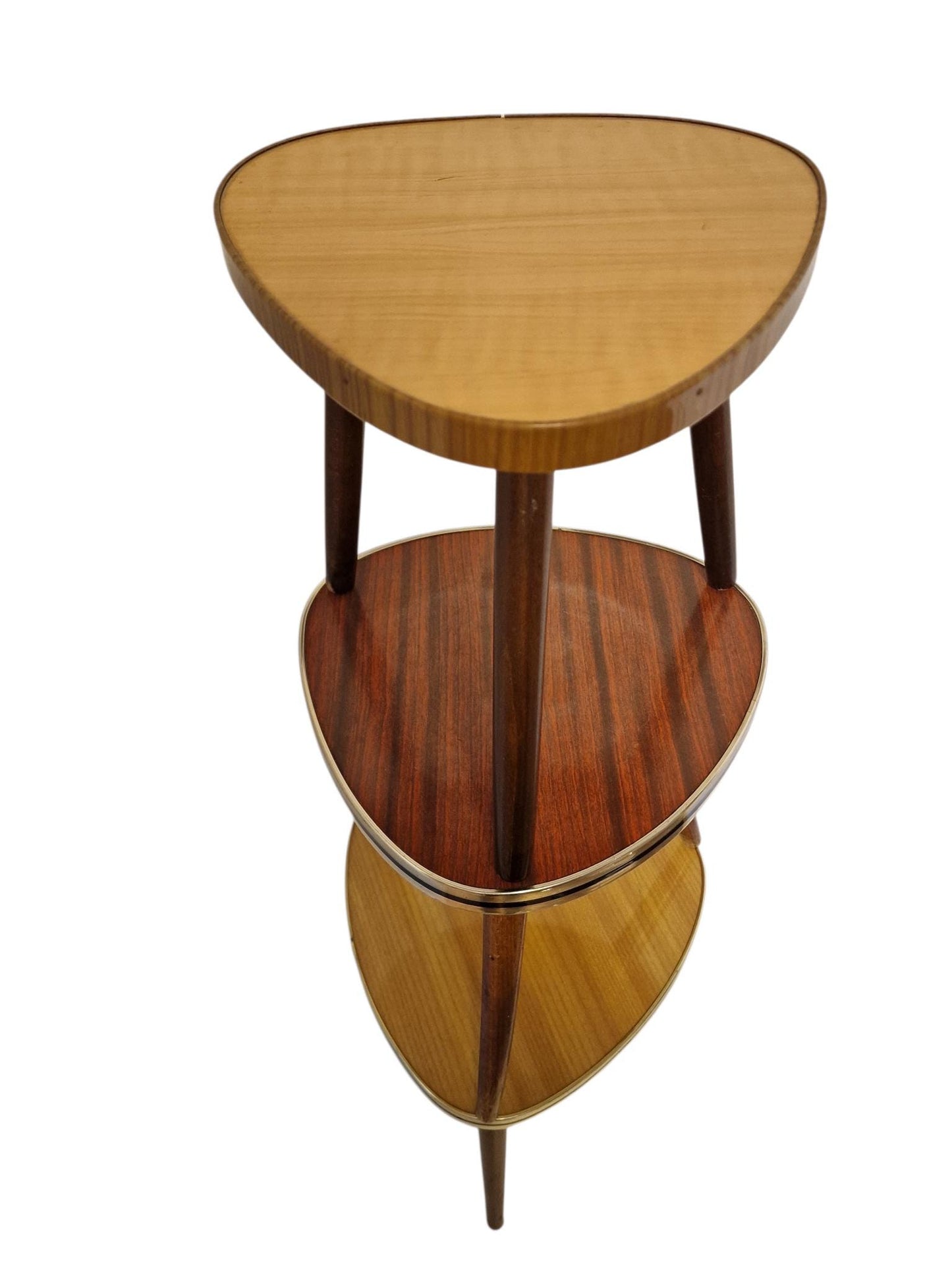 Vintage Set of 3 Pallisander Plant Side Tables, 60s Retro Tripod