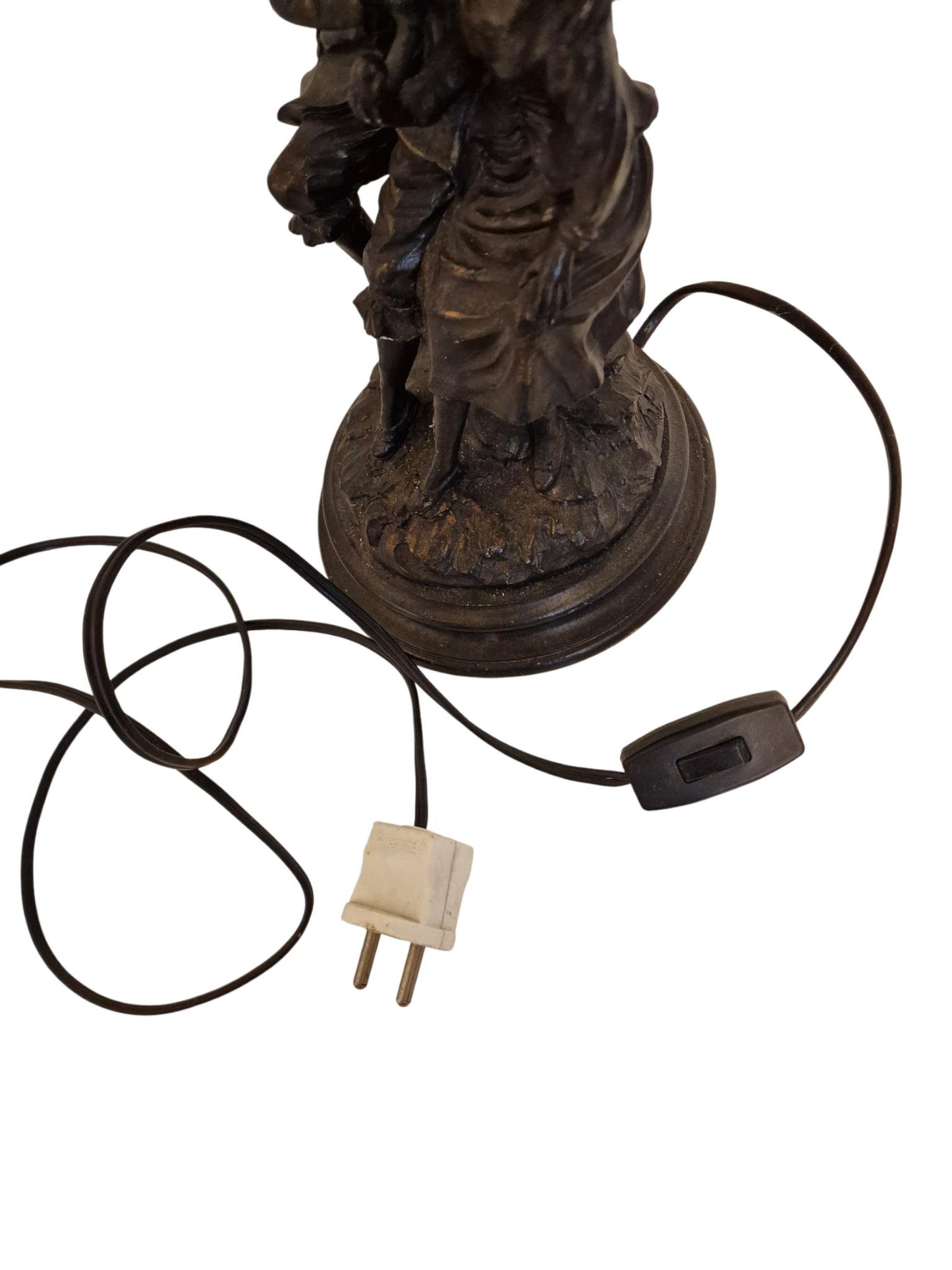 Figural bronzed tablelamp classical table lamp children under umbrella lively adorable