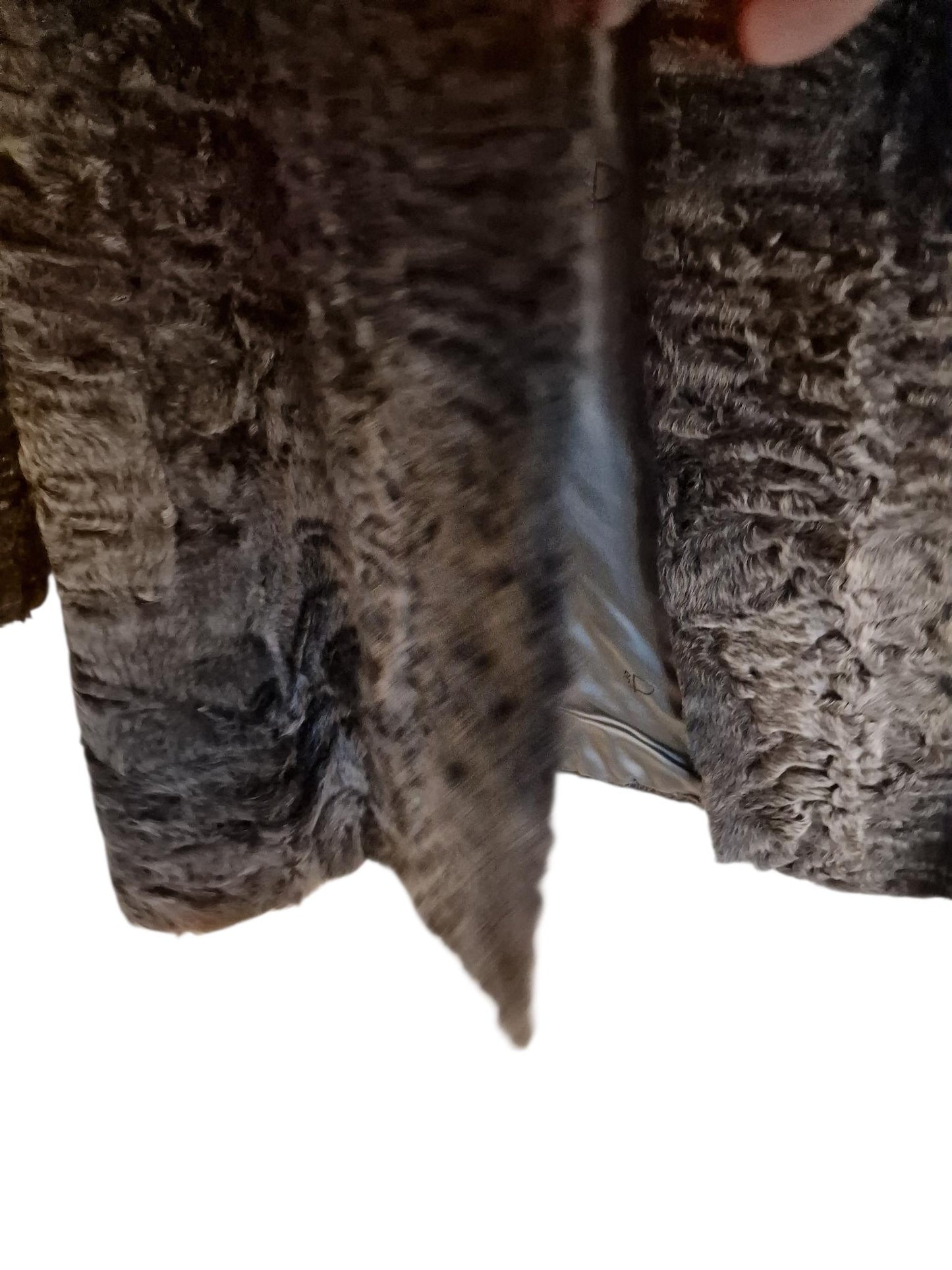 Vintage Karakul Lamb Fur Coat, Grey Brown Curly Fur, Women's M