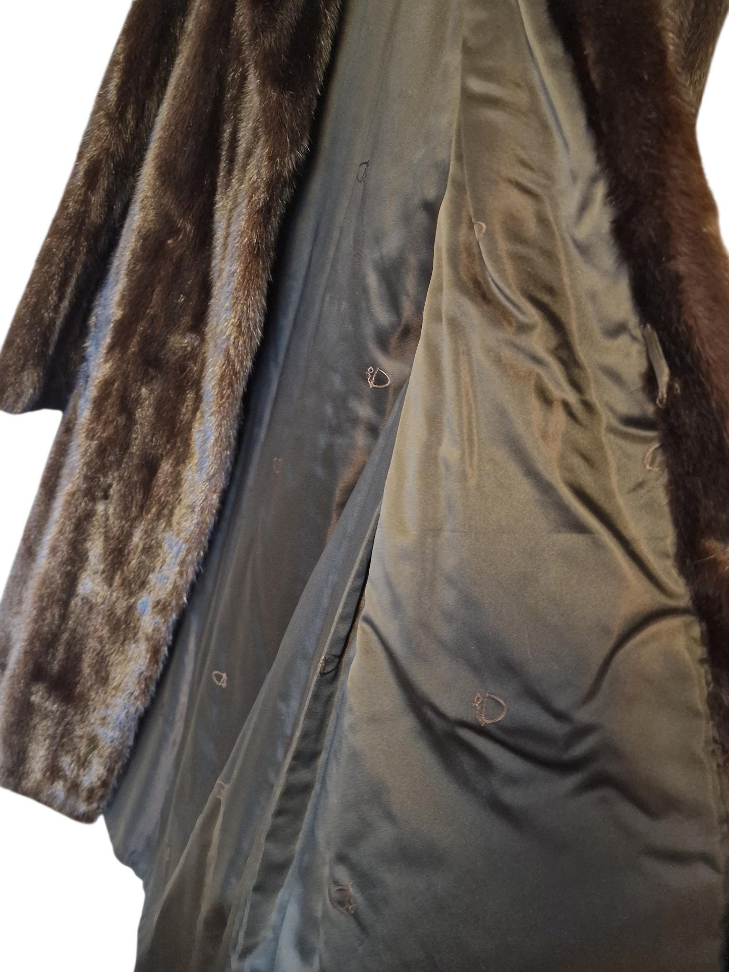 Vintage 1970s Mink Fur Coat, Dark Brown German Made Luxury Winter Coat, Women's L