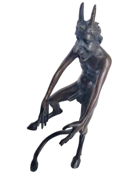 Fritz bergmann , 'your horny little devil' , vienna bronze, bronze erotic fun sculpture, large model