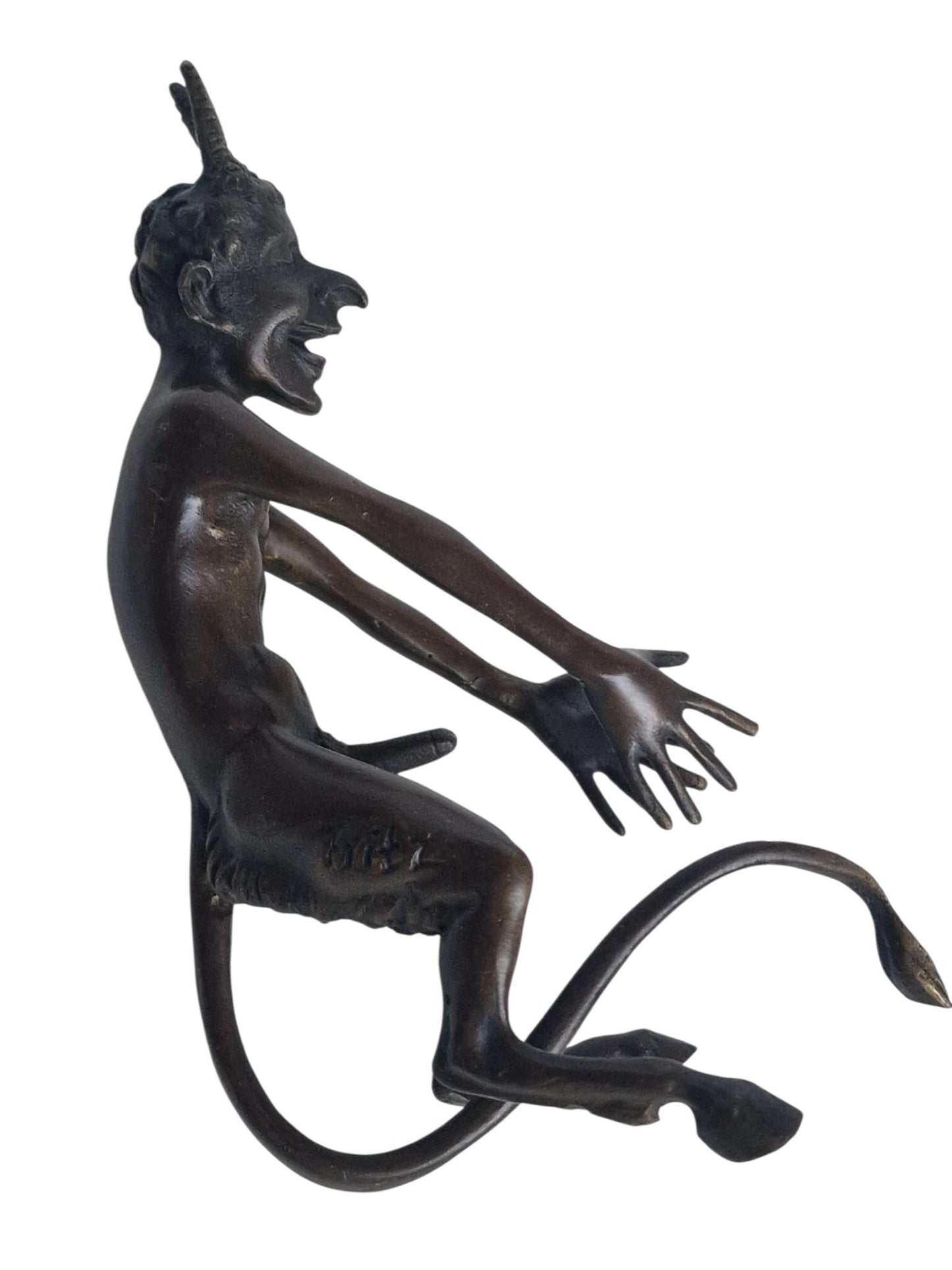 Fritz bergmann , 'your horny little devil' , vienna bronze, bronze erotic fun sculpture, large model