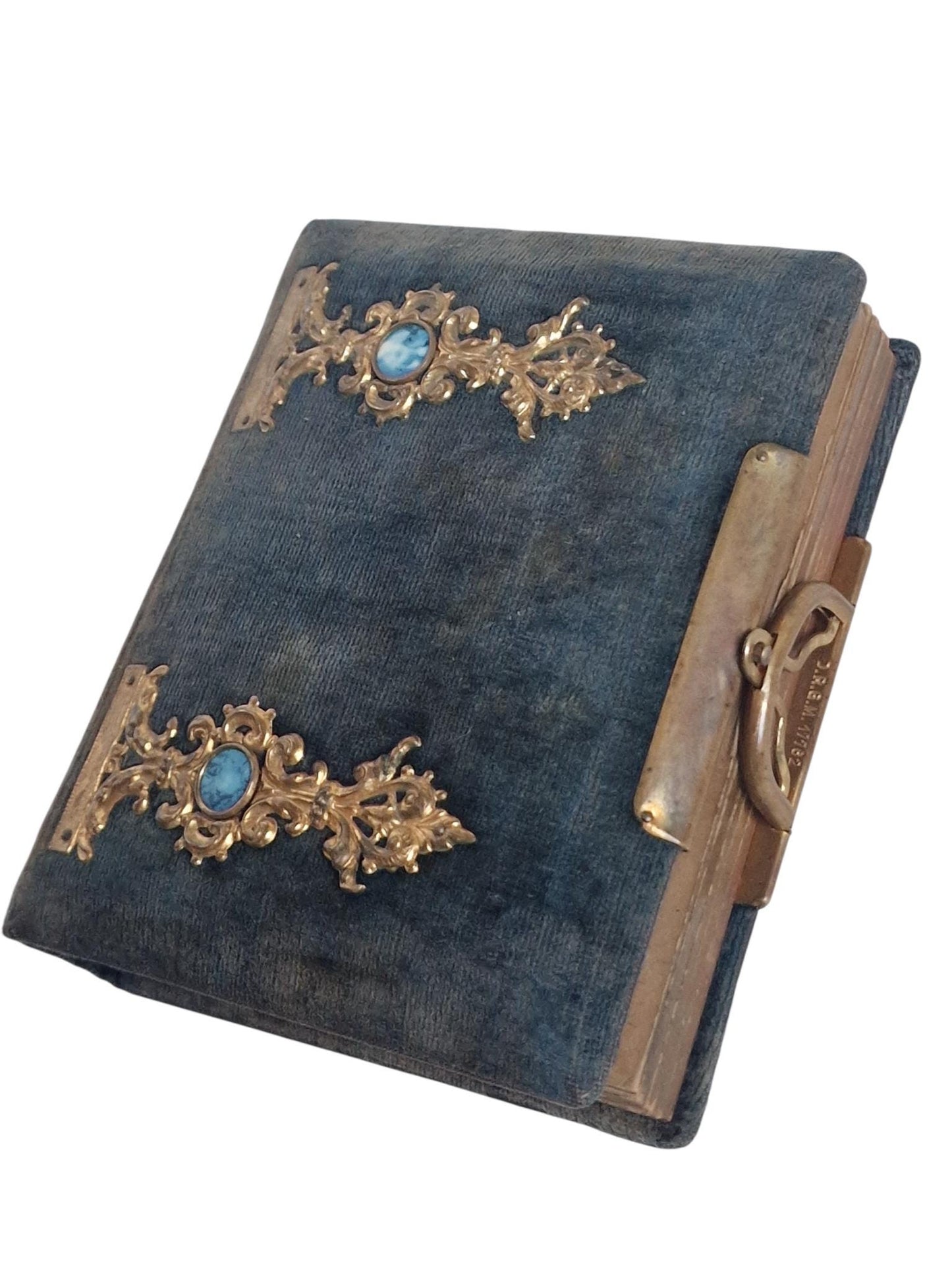 Victorian Photo Album, Ornate gold metal Mounts, with photos , 1860s-1880s, monogram and dated 1867