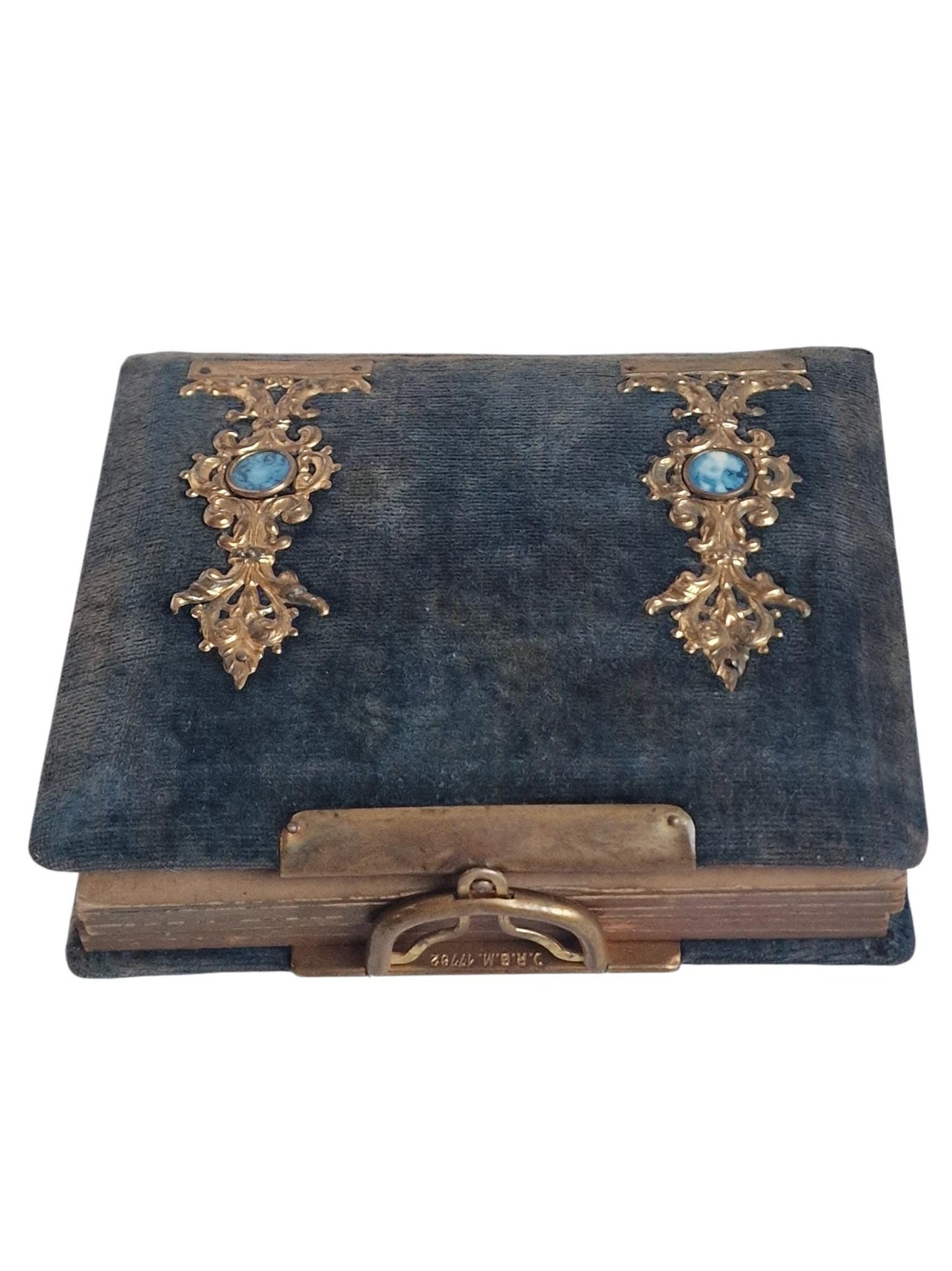 Victorian Photo Album, Ornate gold metal Mounts, with photos , 1860s-1880s, monogram and dated 1867