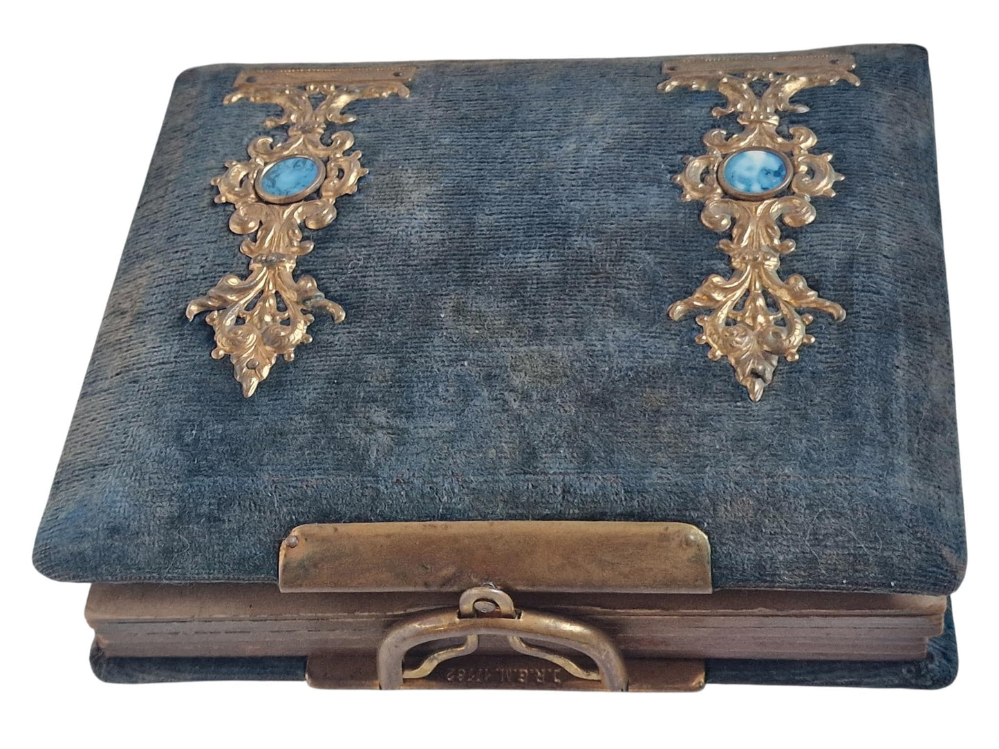 Victorian Photo Album, Ornate gold metal Mounts, with photos , 1860s-1880s, monogram and dated 1867
