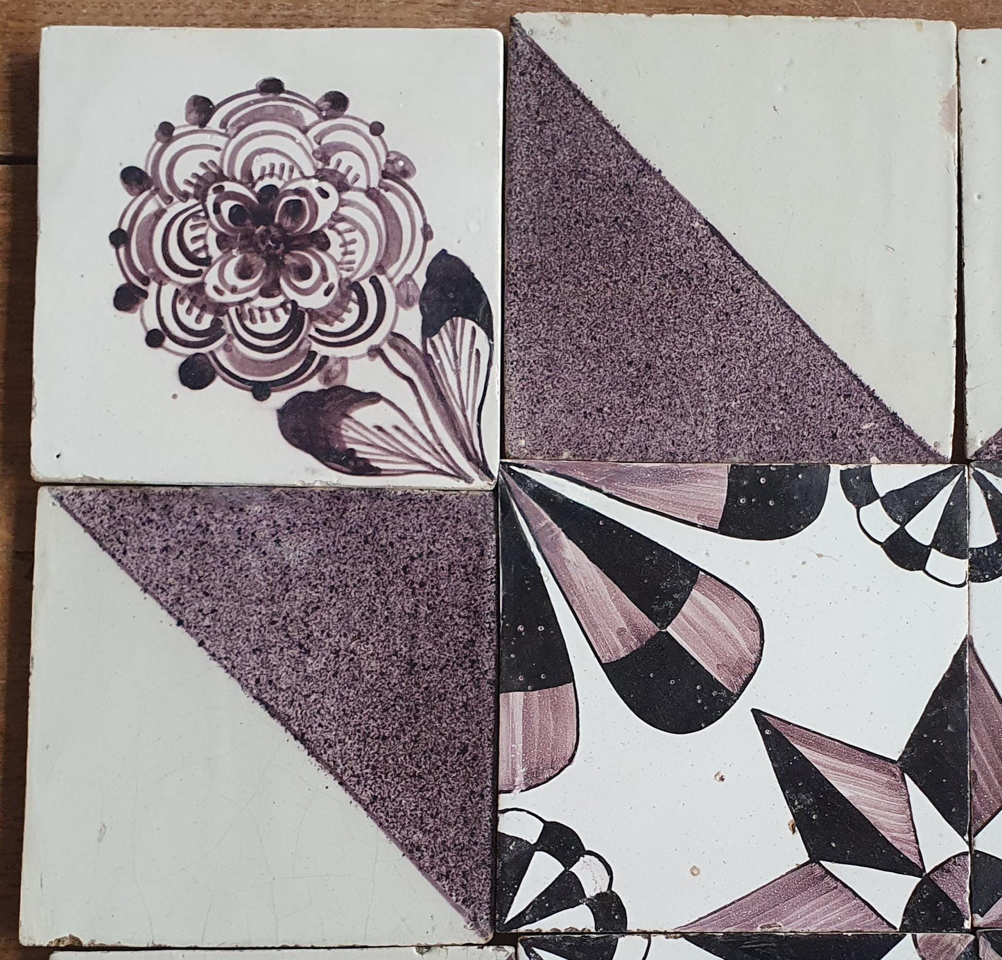 Antique Delft Tiles, 19th Century Dutch Wall Panel, Floral Decor