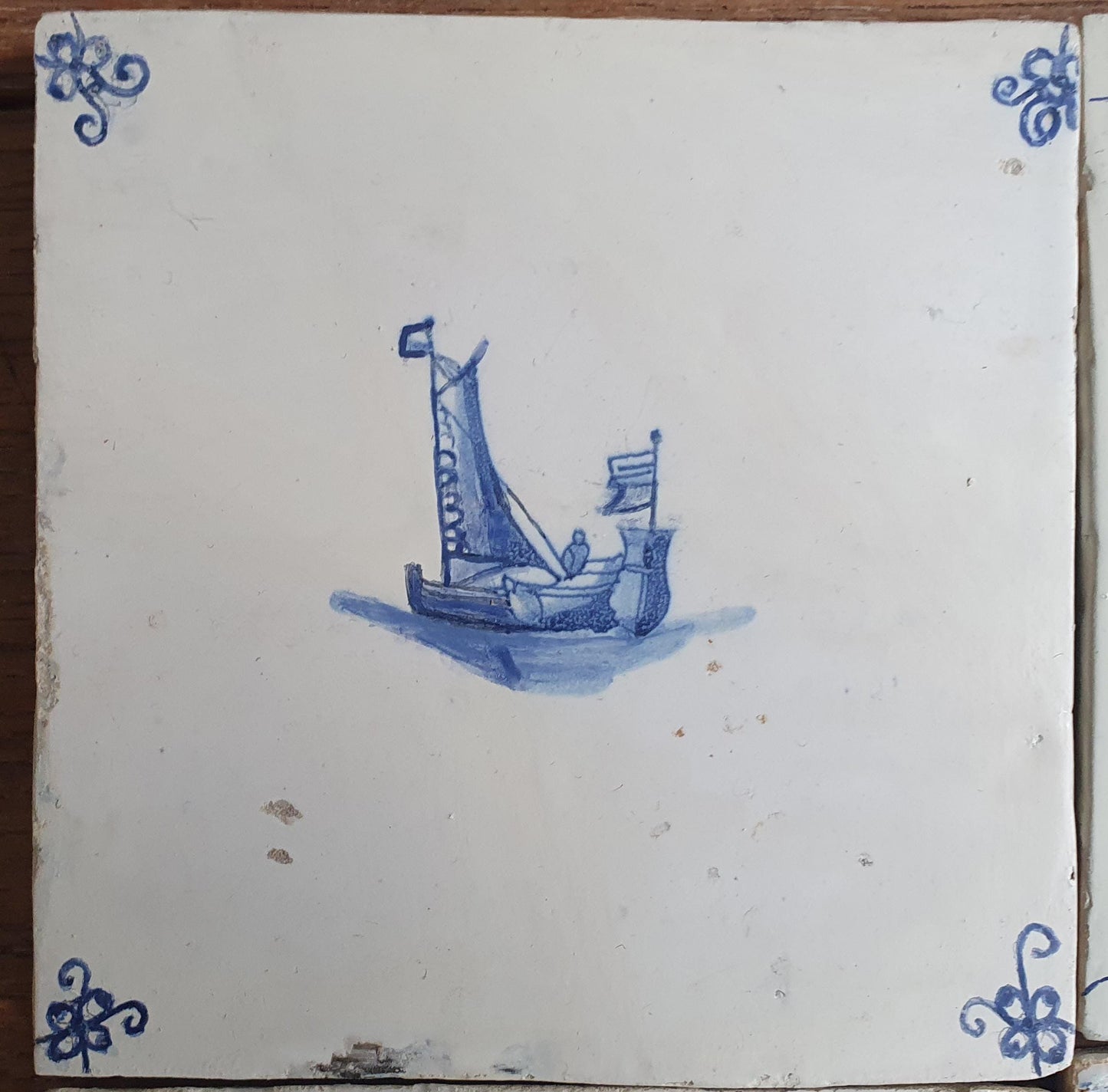 Antique Delft Tiles, 17th Century Dutch Mermaid & Ship Panel, Restored
