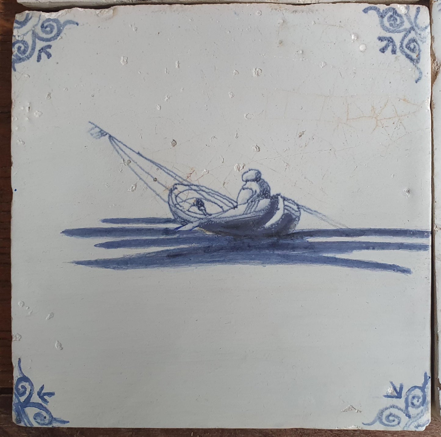 Antique Delft Tiles, 17th Century Dutch Mermaid & Ship Panel, Restored