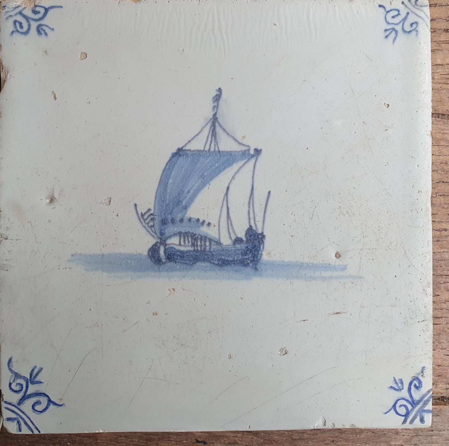 Antique Delft Tiles, 17th Century Dutch Mermaid & Ship Panel, Restored