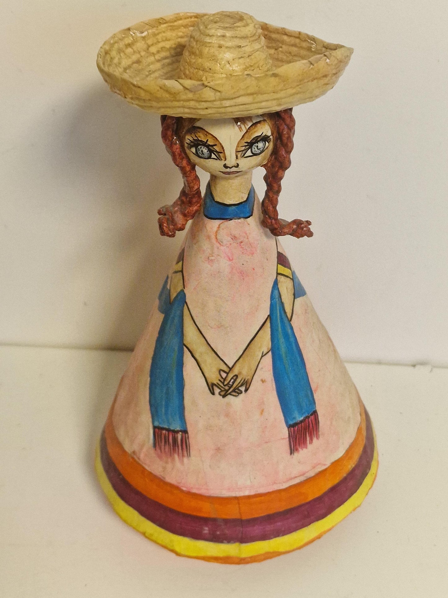 Sergio Bustamante Sun Face Girl, Handpainted Paper Mache Tonala Figure