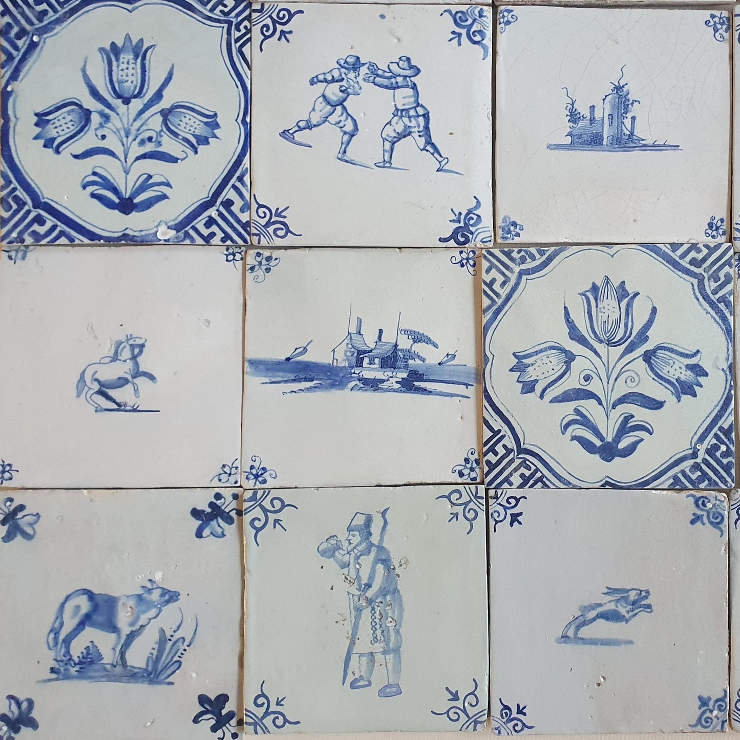 17th/18th  Delft tiles, a mix of antique tiles of 30