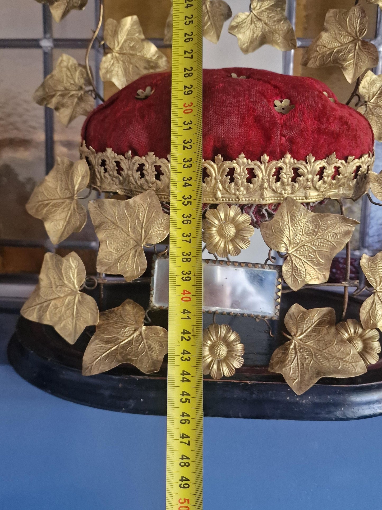 19th Century French Bridal Chair Ring Holder, Napoleon III Gilded Ivy Detail