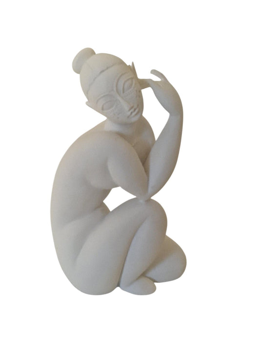 White Polystone Female Sculpture, Modern Italian Design Figure