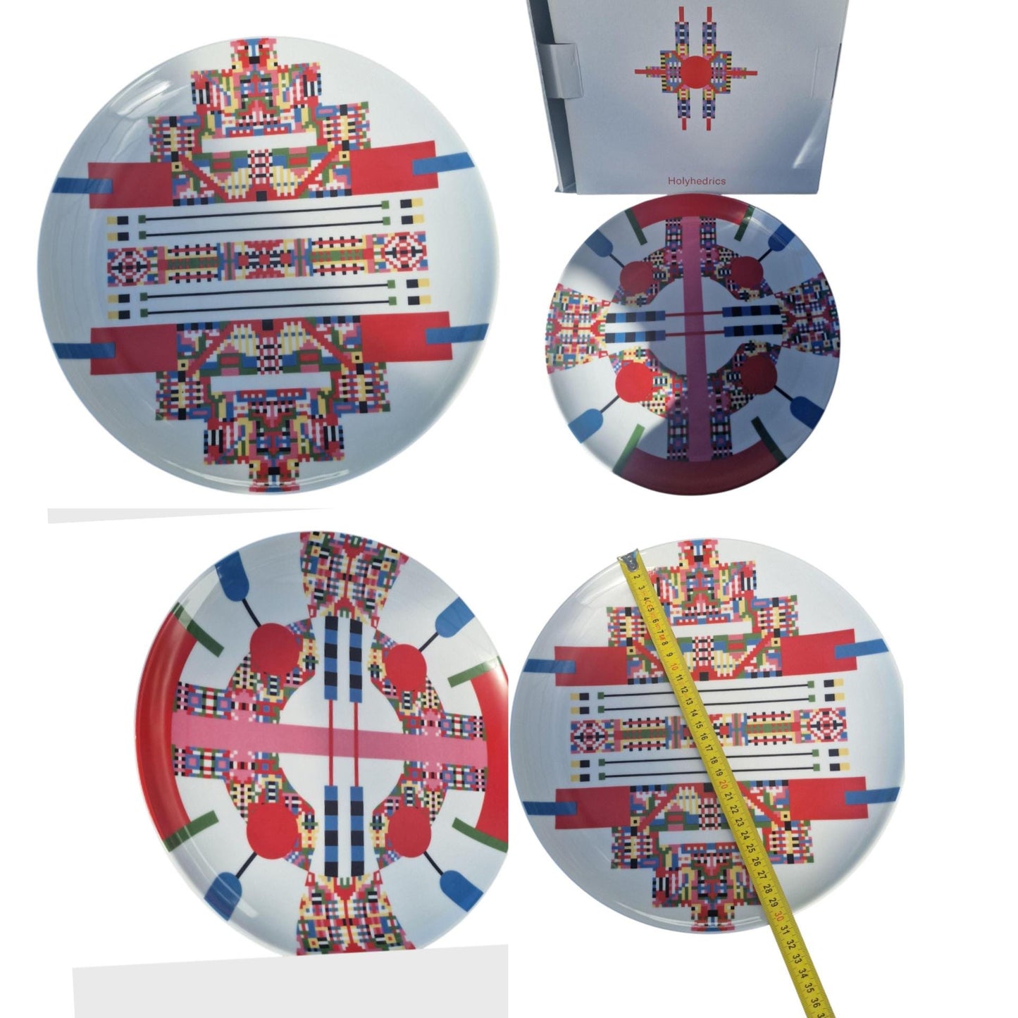 Alessi Holi Serving Plates, Geometric Porcelain Design (33cm), Limited Edition Set