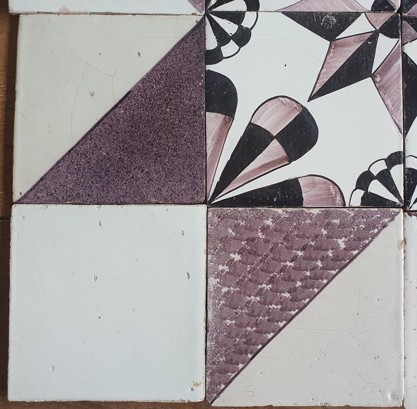 Antique Delft Tiles, 19th Century Dutch Wall Panel, Floral Decor