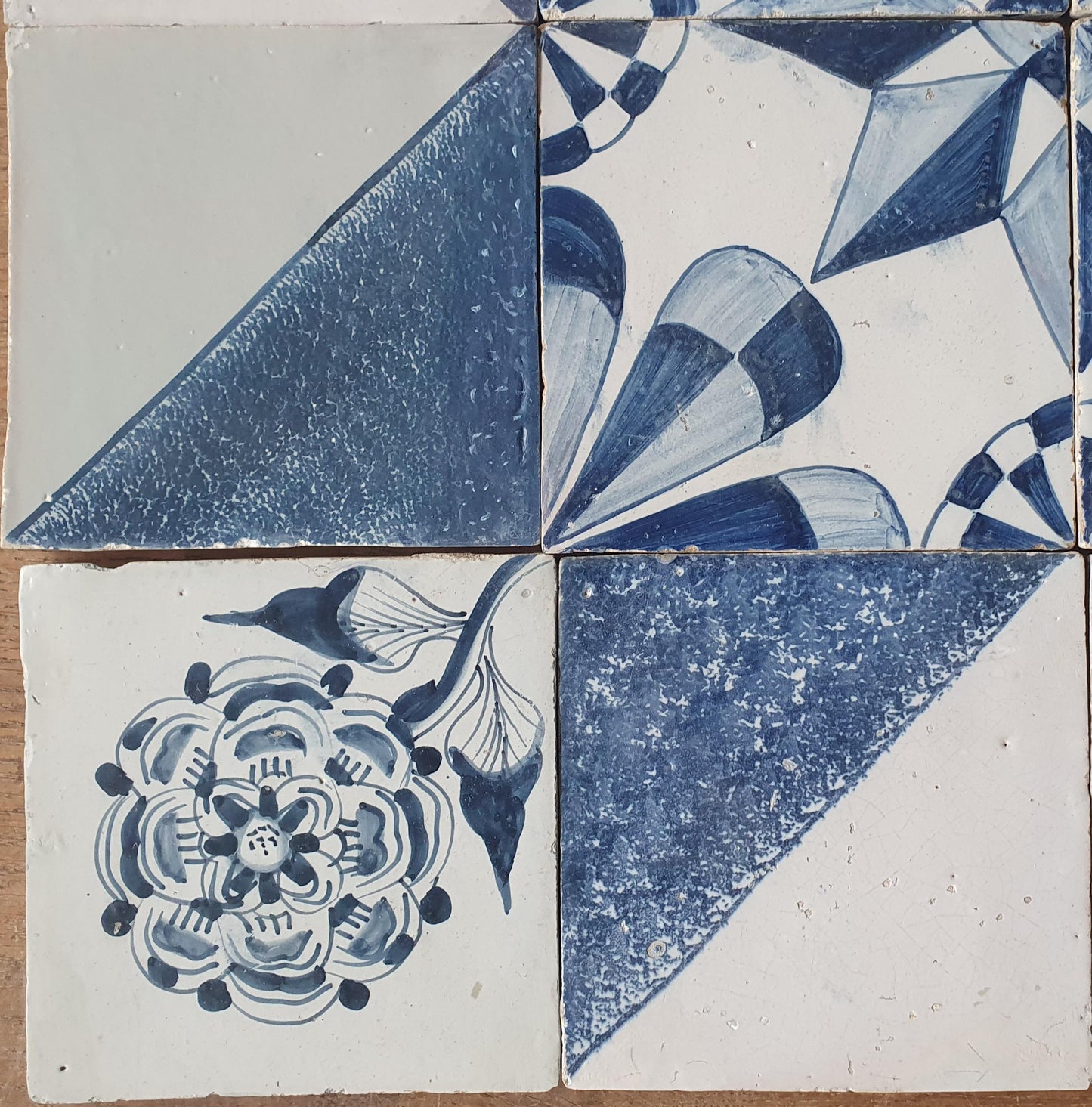 Antique Delft Tiles, 19th Century Dutch Wall Panel, Floral Decor