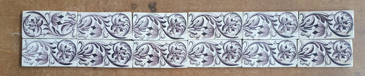 Antique Delft edge Tiles, 18th Century Dutch Wall Panel, Floral Decor set 13