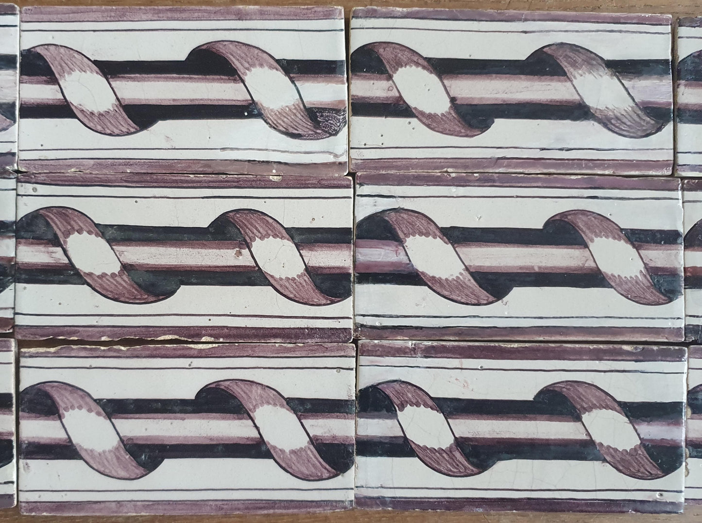 Antique Delft edge Tiles, 18th Century Dutch Wall Panel, Floral Decor set 18