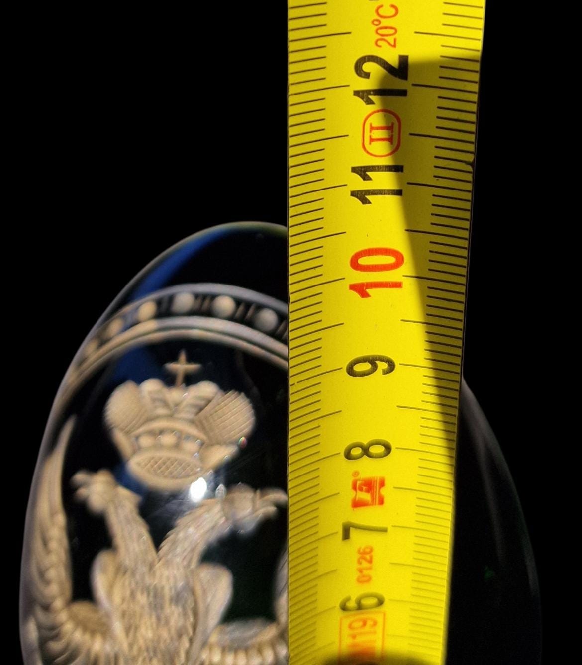 Fabergé Emerald Crystal Egg, Double Eagle Gilded Symbol, Etched Lead Crystal (Collector Item)