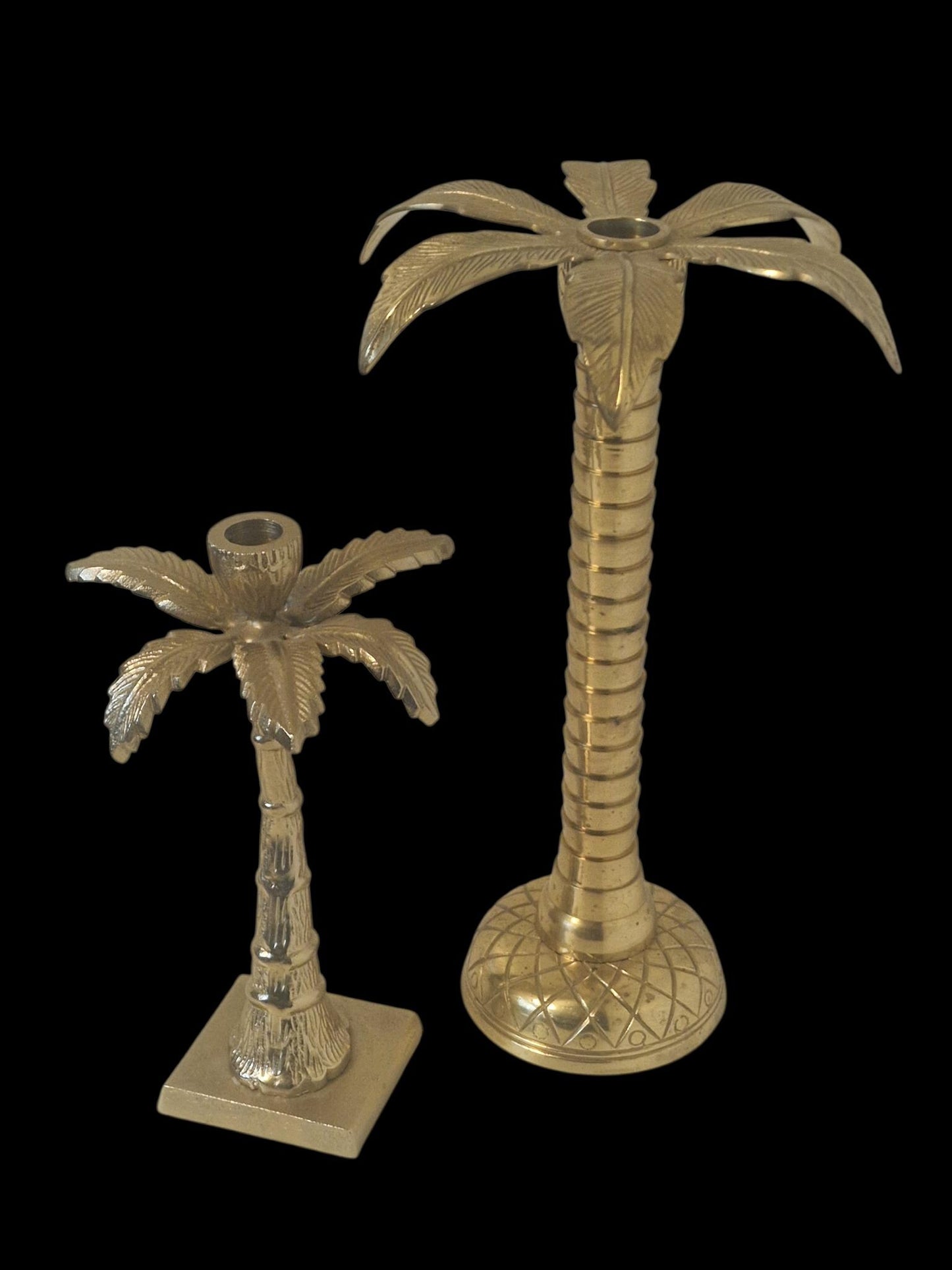 Hollywood Regency Palm Tree Candlestick Set, Large Pineapple Decor
