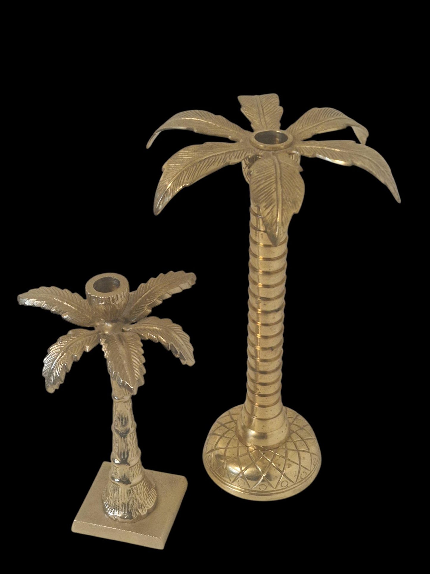 Hollywood Regency Palm Tree Candlestick Set, Large Pineapple Decor