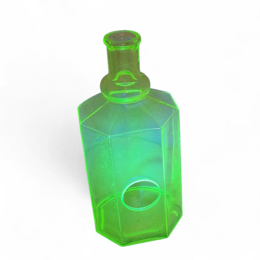 Antique Uranium Glass Herbarium Bottle, Vaseline Glass Botanical Display Jar uv reactiv science curiosa