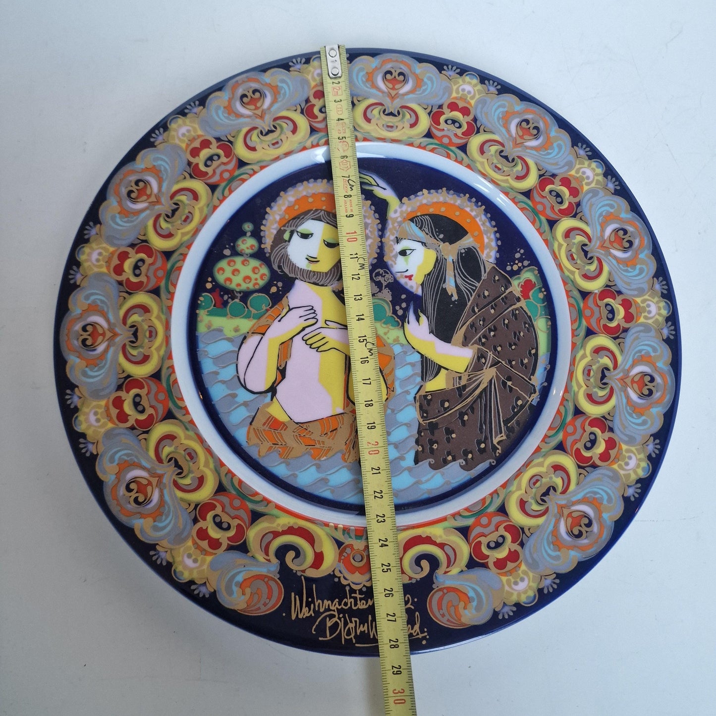 Bjorn Wiinblad Rosenthal Nativity Plate – Hand-Painted Gold Porcelain Christmas 1982