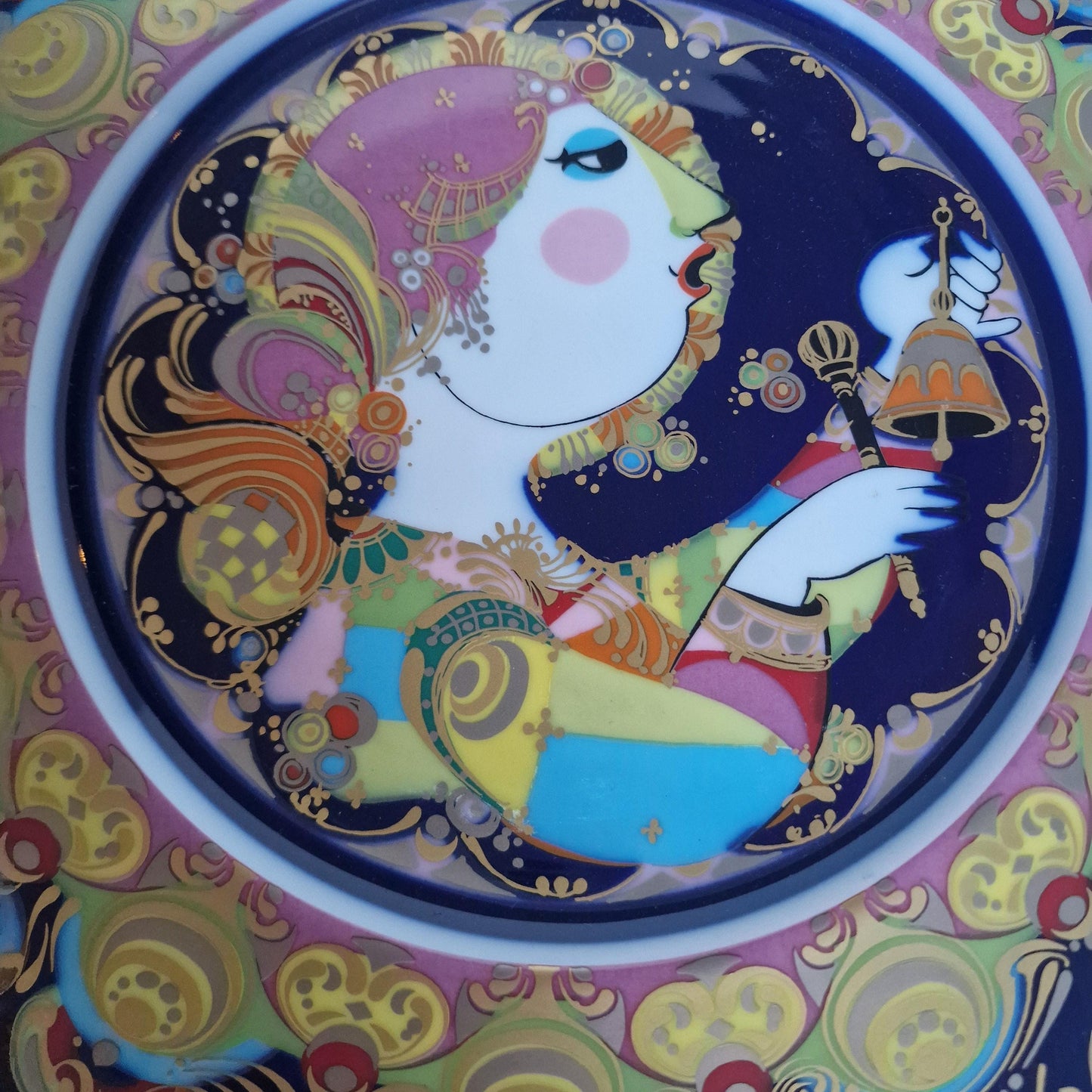 Bjorn Wiinblad Rosenthal Nativity Plate – Hand-Painted Gold Porcelain Christmas 1980
