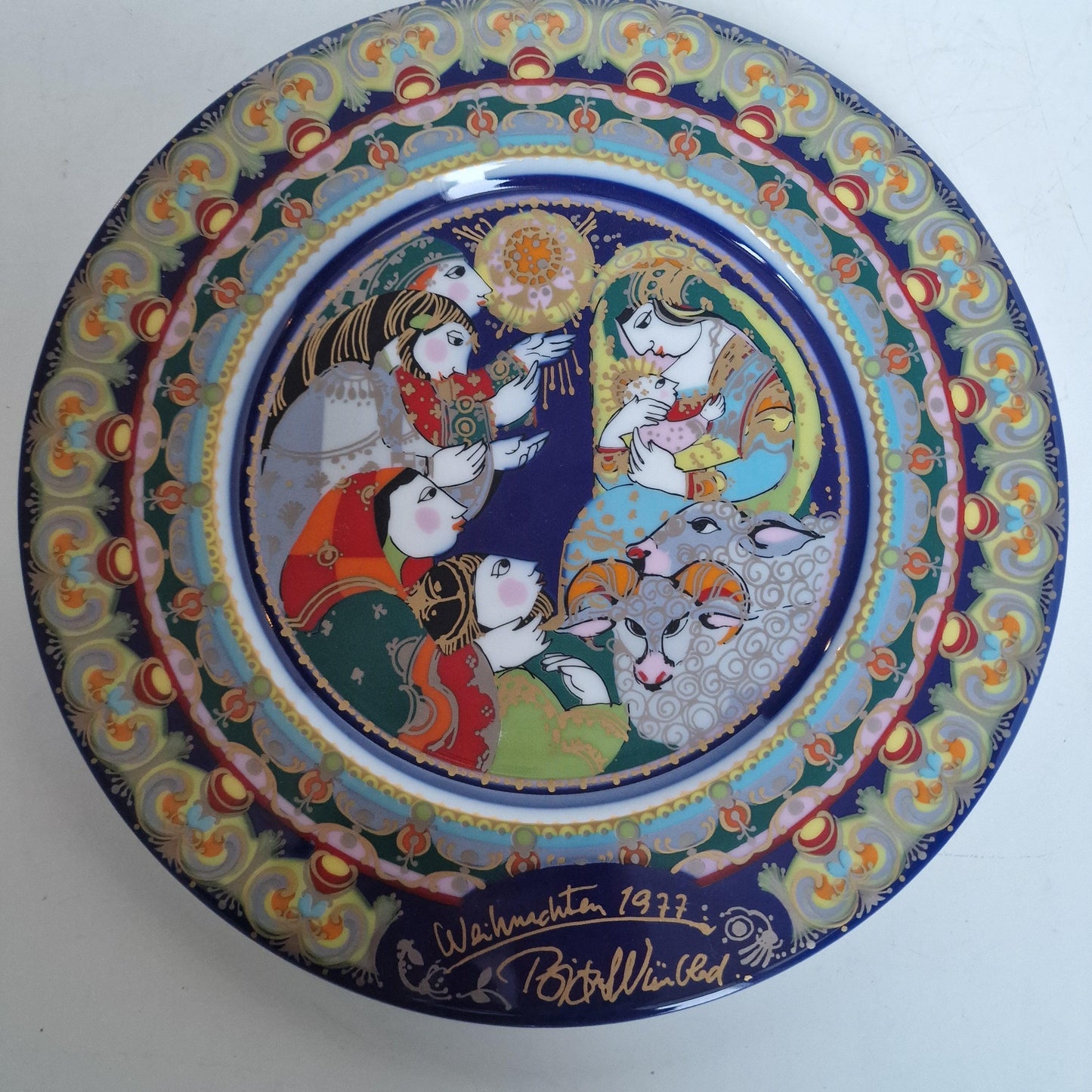Bjorn Wiinblad Rosenthal Nativity Plate – Hand-Painted Gold Porcelain Christmas Dish
