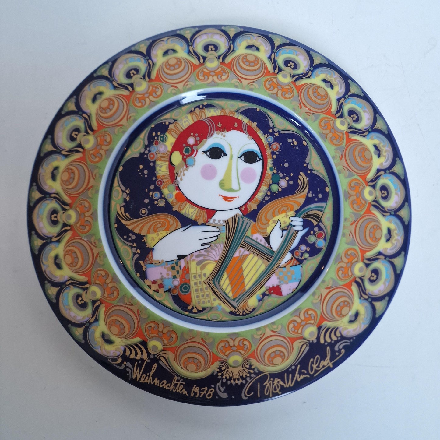 Bjorn Wiinblad Rosenthal Nativity Plate – Hand-Painted Gold Porcelain Christmas 1978