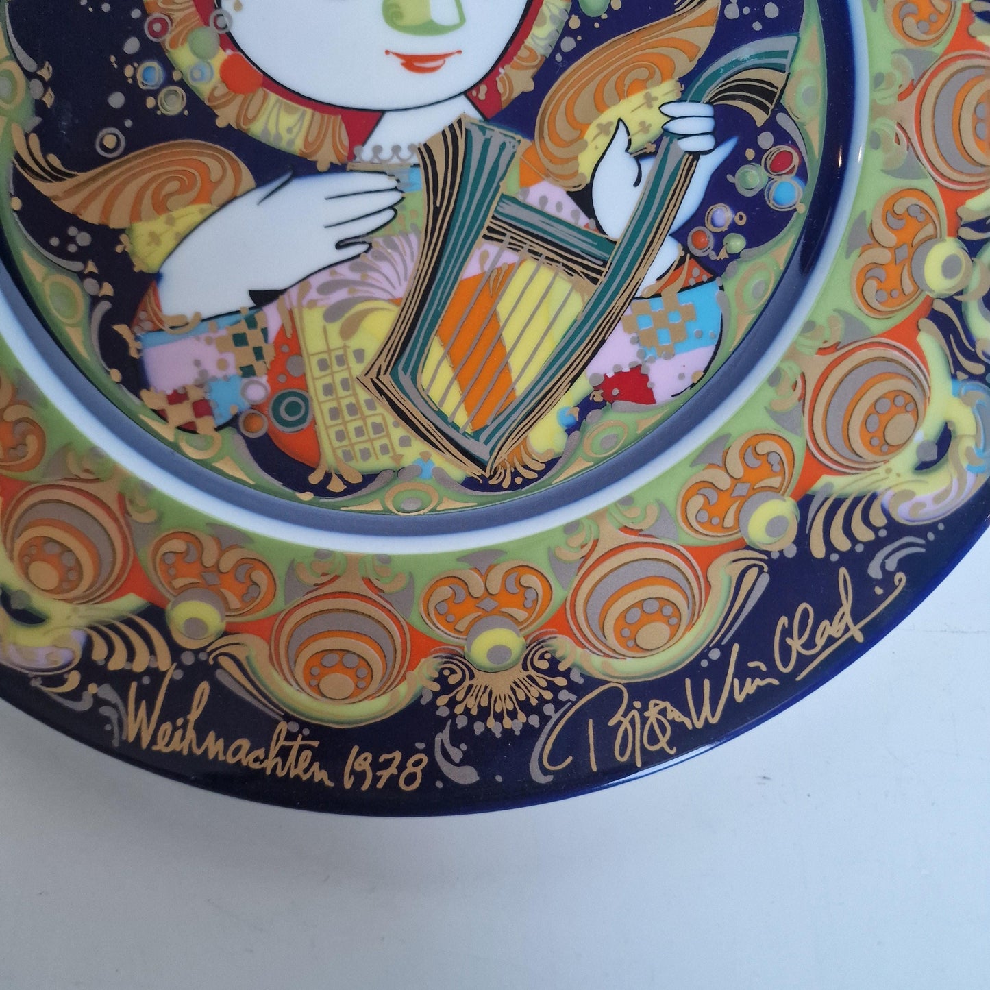 Bjorn Wiinblad Rosenthal Nativity Plate – Hand-Painted Gold Porcelain Christmas 1978