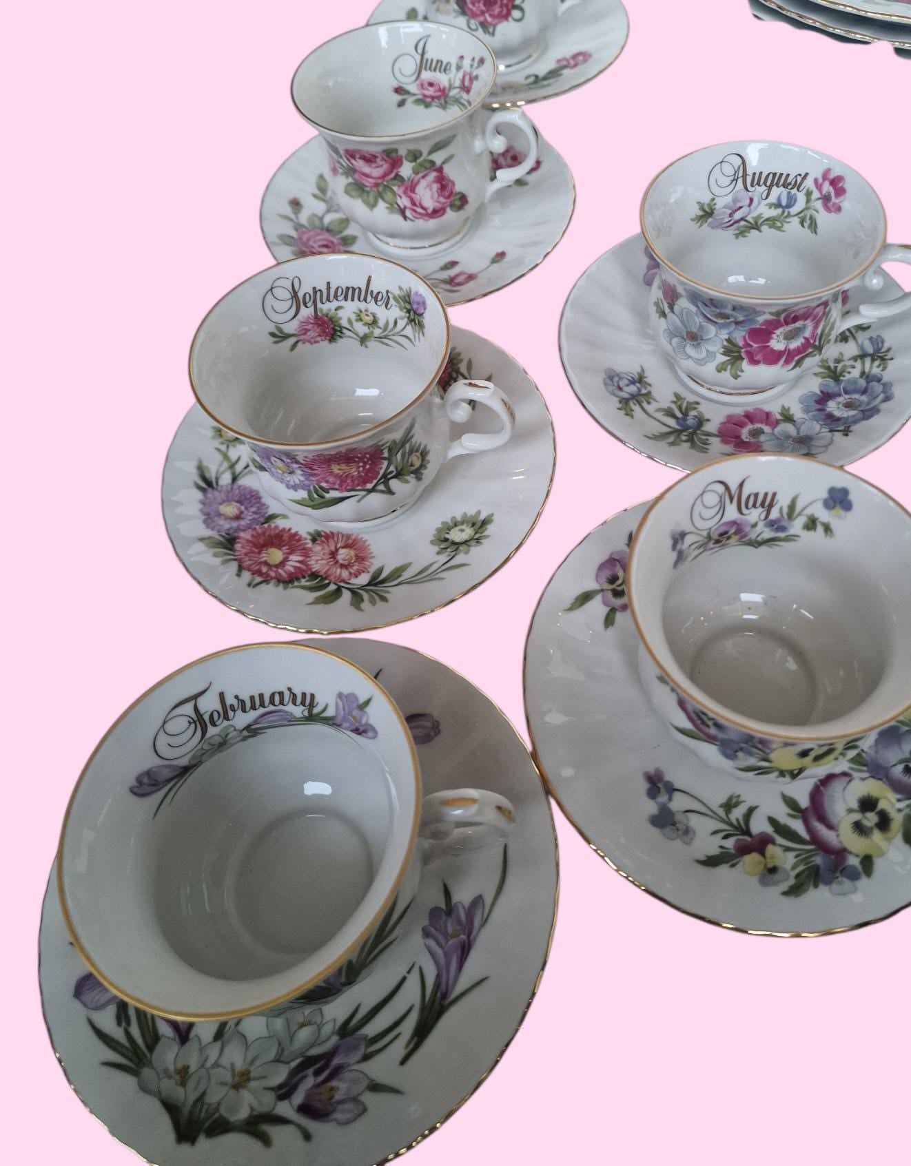 Seltmann Weiden 12 months Porcelain Breakfast Set – Floral Calendar China, W. Germany