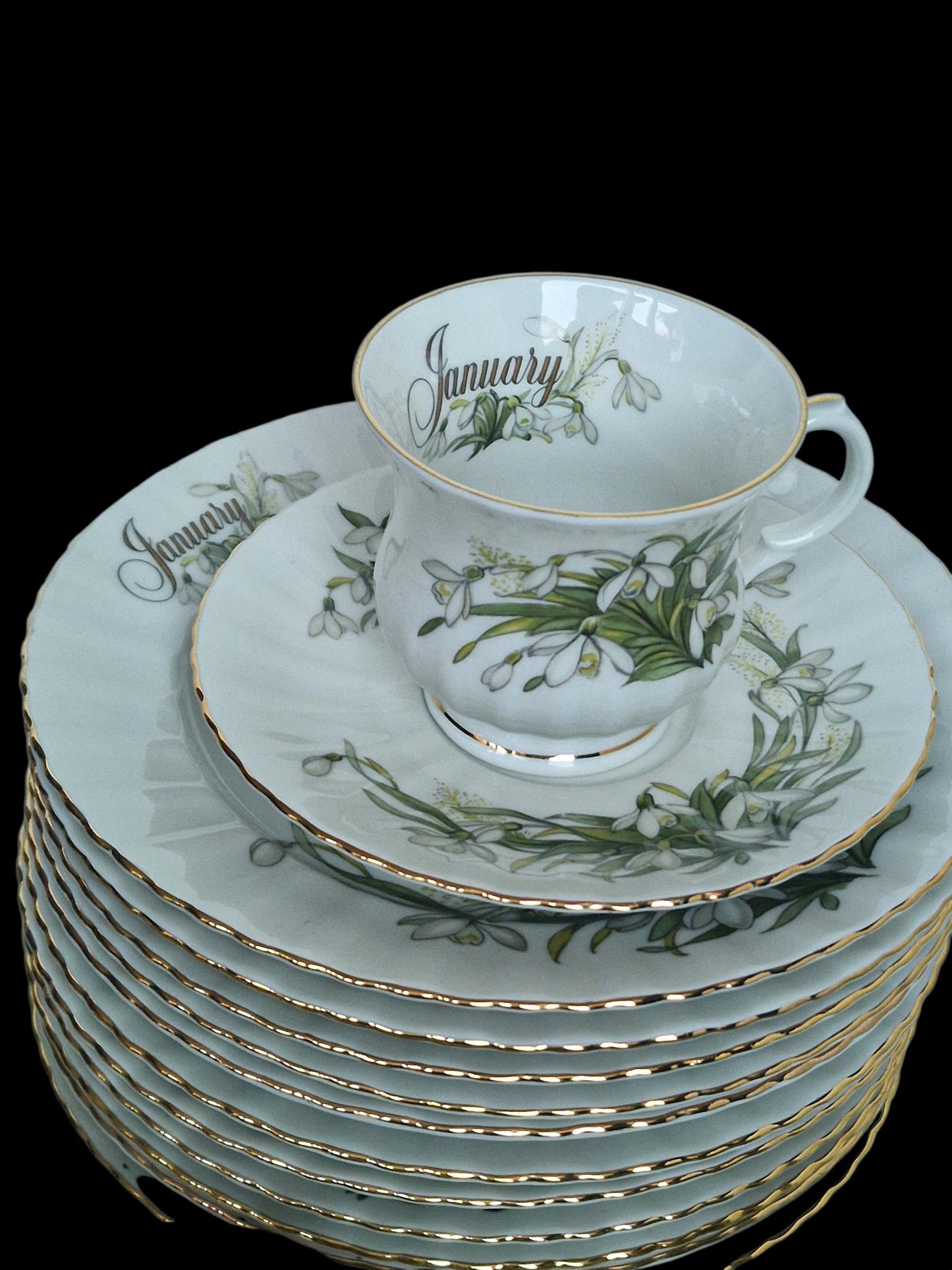 Seltmann Weiden 12 months Porcelain Breakfast Set – Floral Calendar China, W. Germany