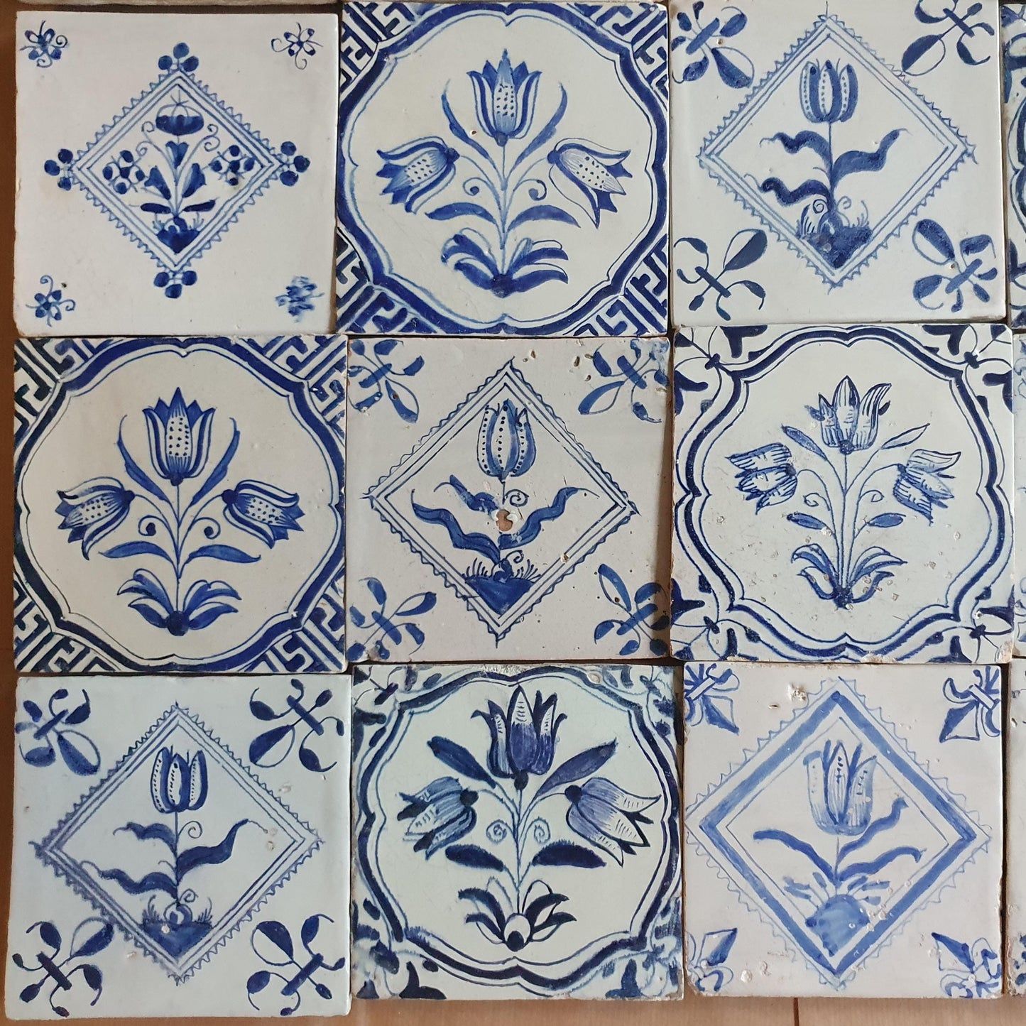 17th  Delft tiles, a mix of antique tiles, set of 20