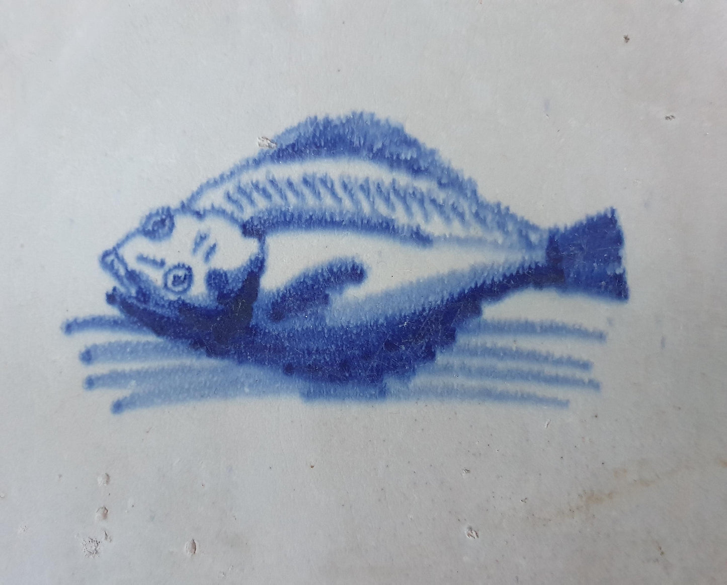 Dutch Delft  Tile, Fish, 17th century blue walltile, ca 1700