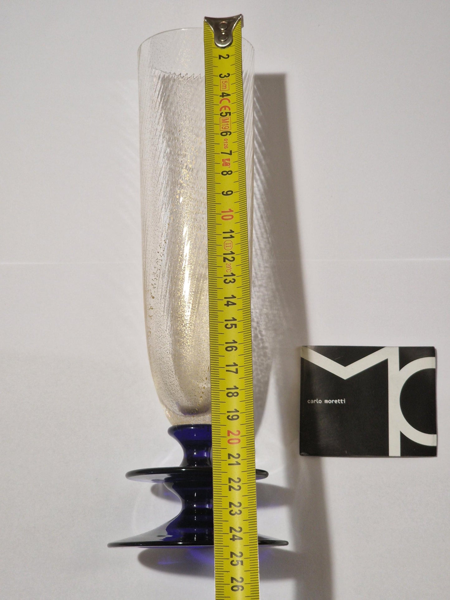 Carlo Moretti Murano Champagne Flute, Signed Collectible Stem Glass