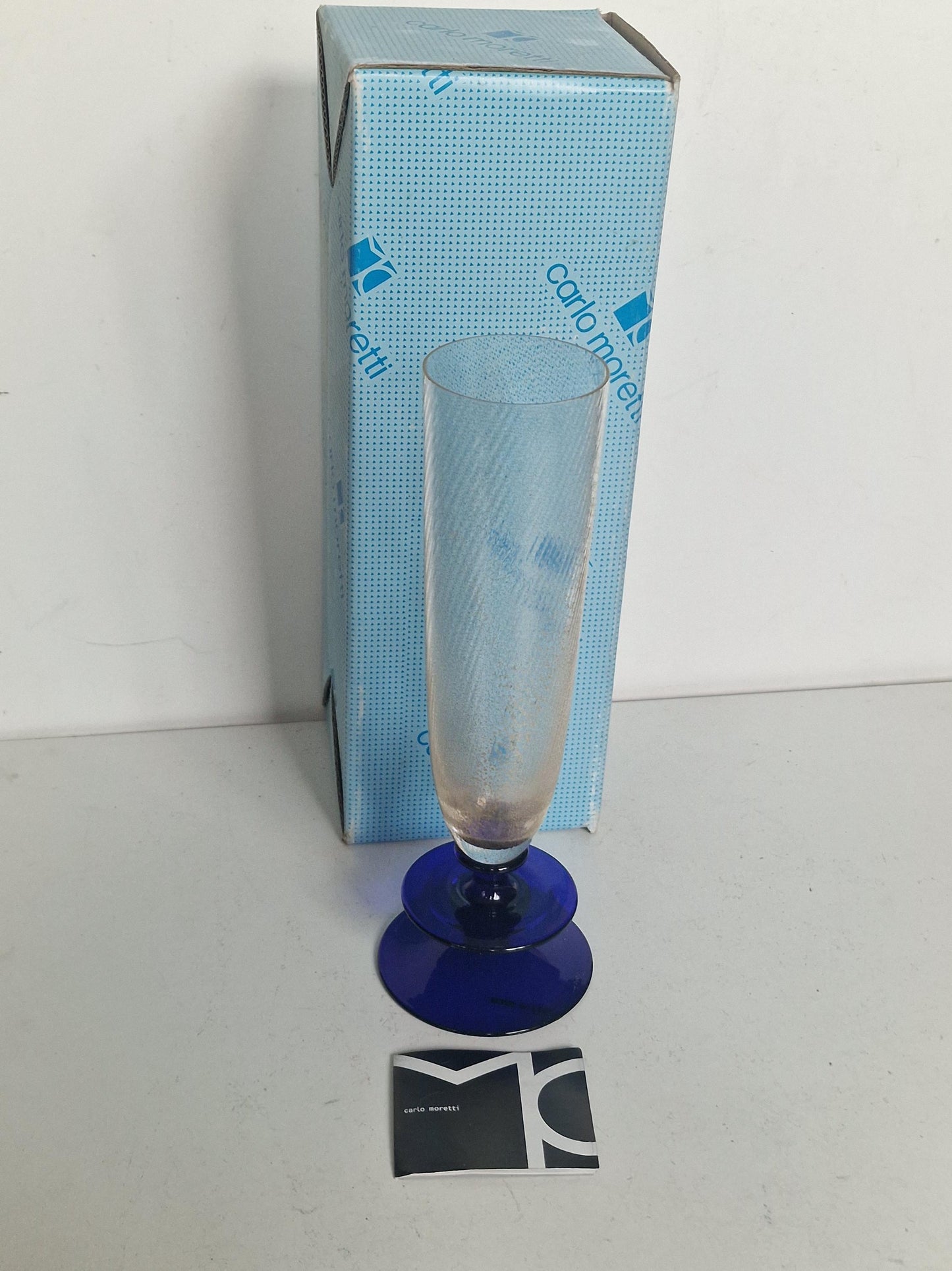Carlo Moretti Murano Champagne Flute, Signed Collectible Stem Glass