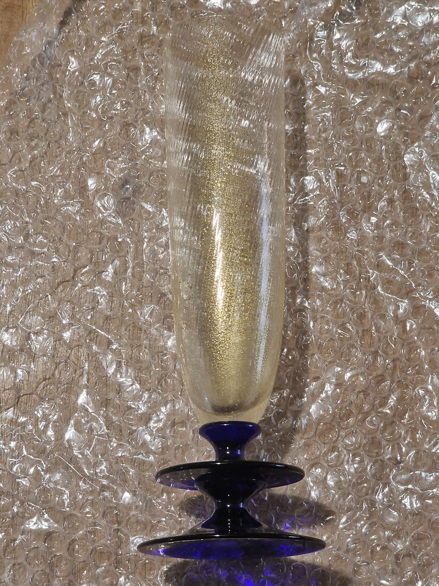 Carlo Moretti Murano Champagne Flute, Signed Collectible Stem Glass