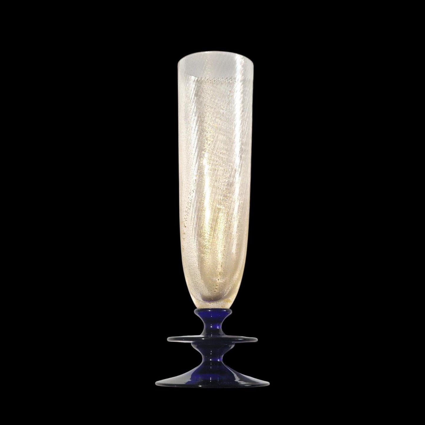 Carlo Moretti Murano Champagne Flute, Signed Collectible Stem Glass