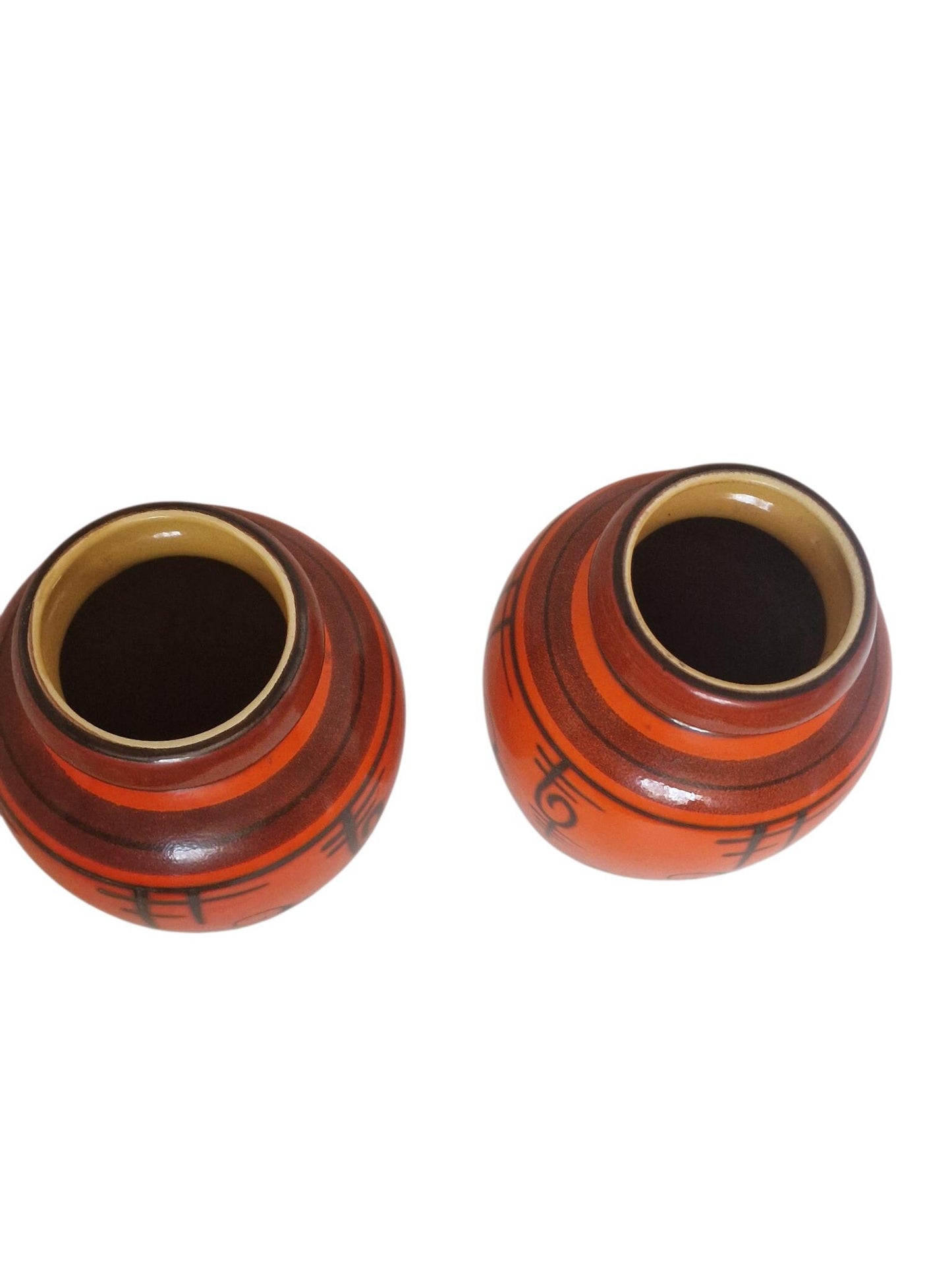 Set XL baluster Vases, Dutch pottery handpainted orange vases, Flora Tokio Gouda, 30 cm