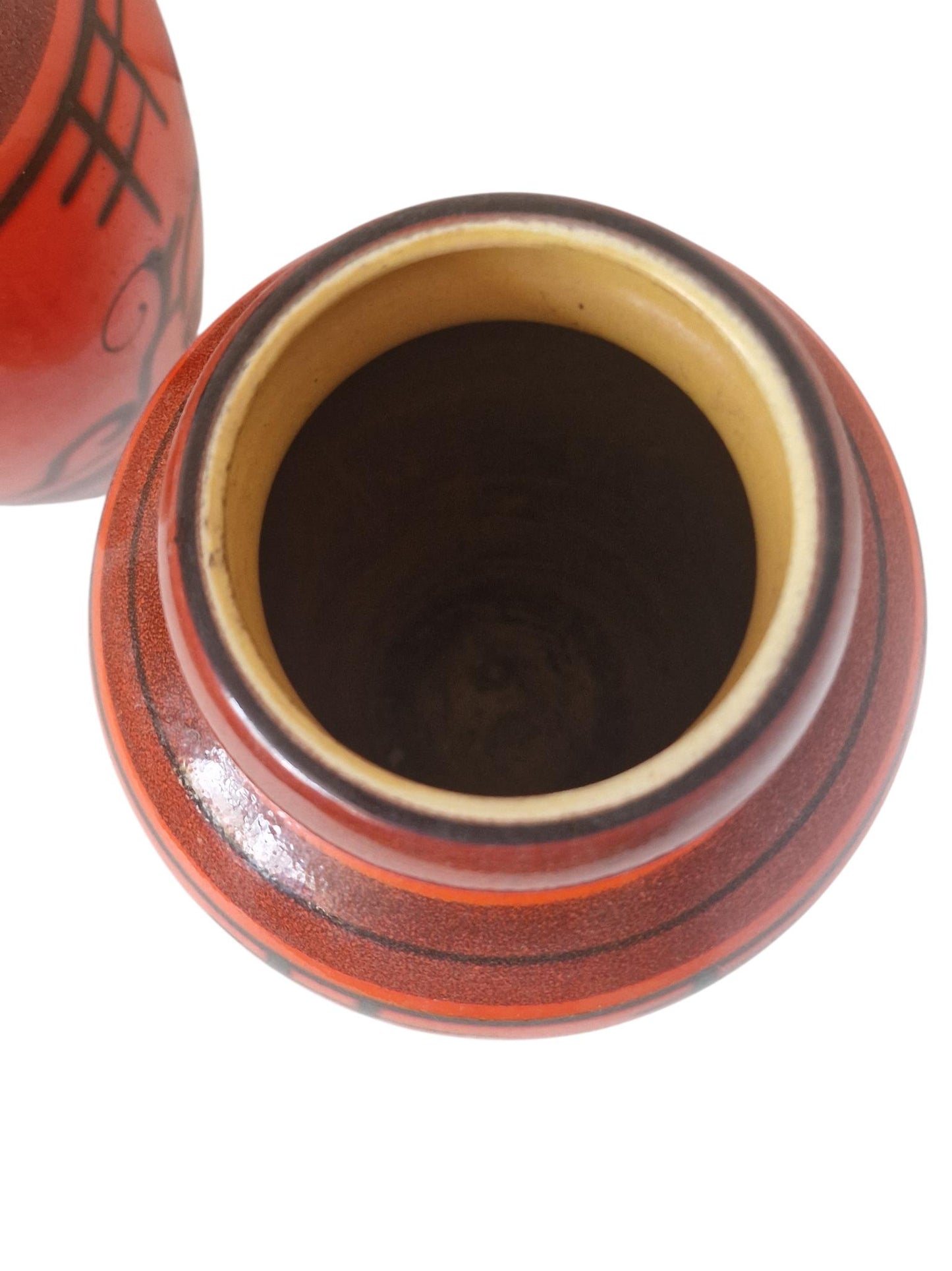 Set XL baluster Vases, Dutch pottery handpainted orange vases, Flora Tokio Gouda, 30 cm