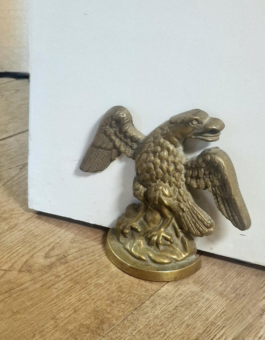 Doorstop phoenix adler old vintage brass doorstopper