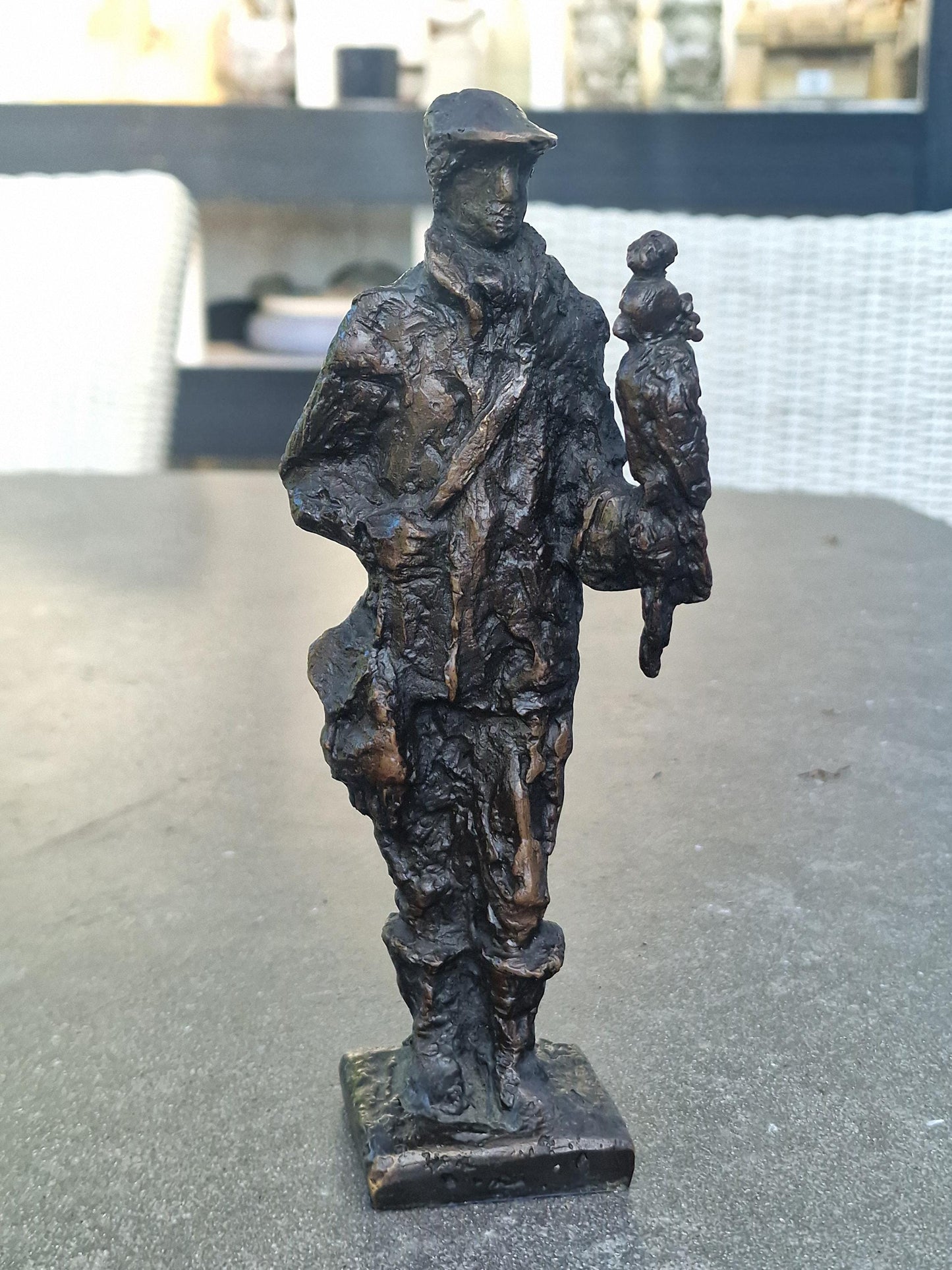 Willy van der Put Bronze Falconer witj falcon, Sculpture – Signed Dutch Falconry Art Figure