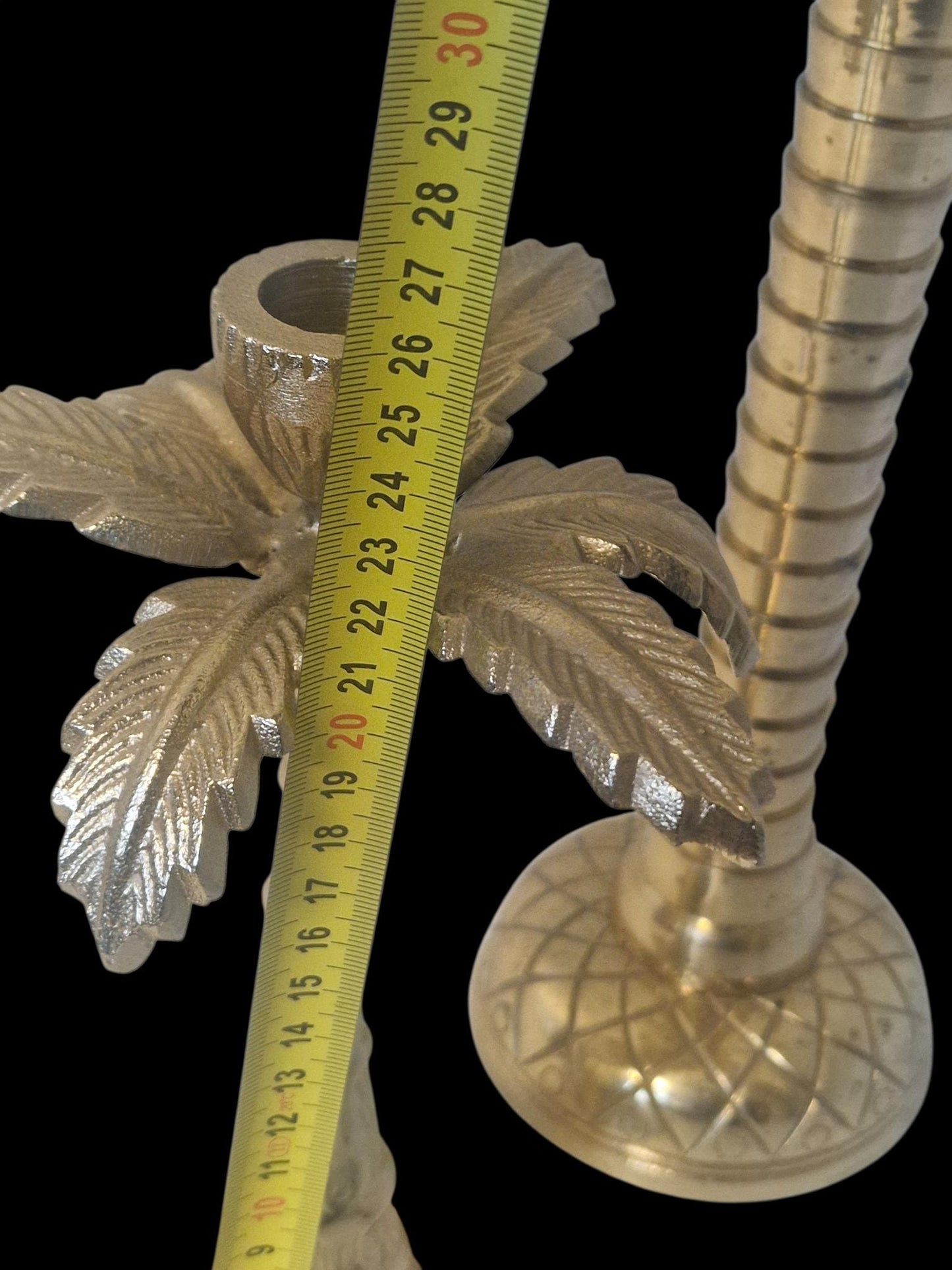 Hollywood Regency Palm Tree Candlestick Set, Large Pineapple Decor