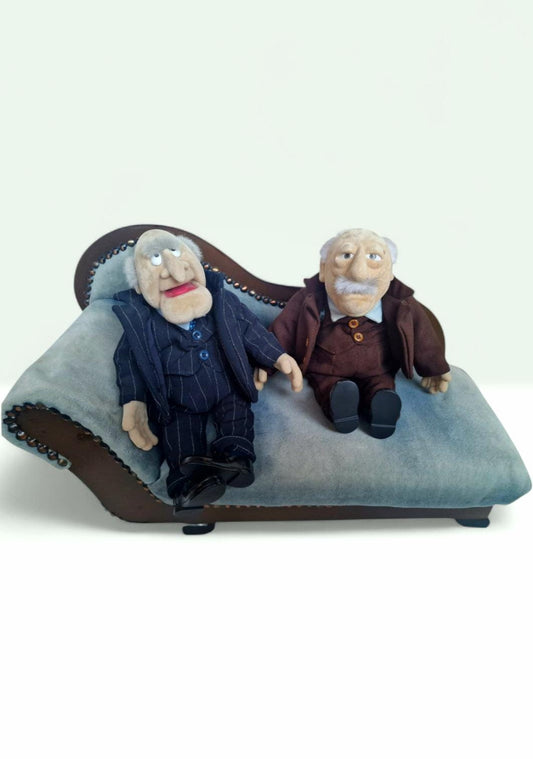 Waldorf and Statler Muppets, Velvet Sofa! Couch, Retired Collector's Item