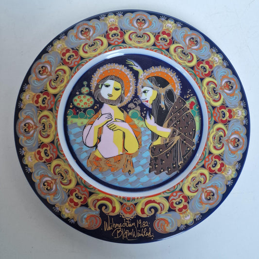 Bjorn Wiinblad Rosenthal Nativity Plate – Hand-Painted Gold Porcelain Christmas 1982