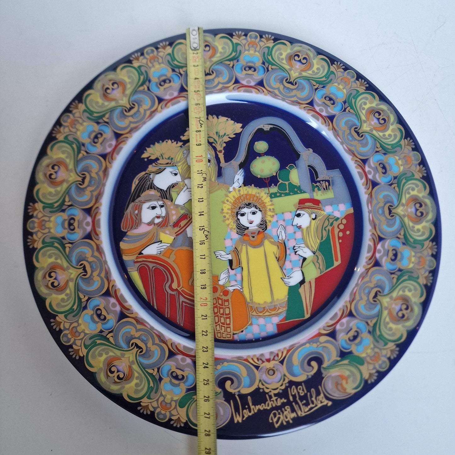 Bjorn Wiinblad Rosenthal Nativity Plate – Hand-Painted Gold Porcelain Christmas Dish