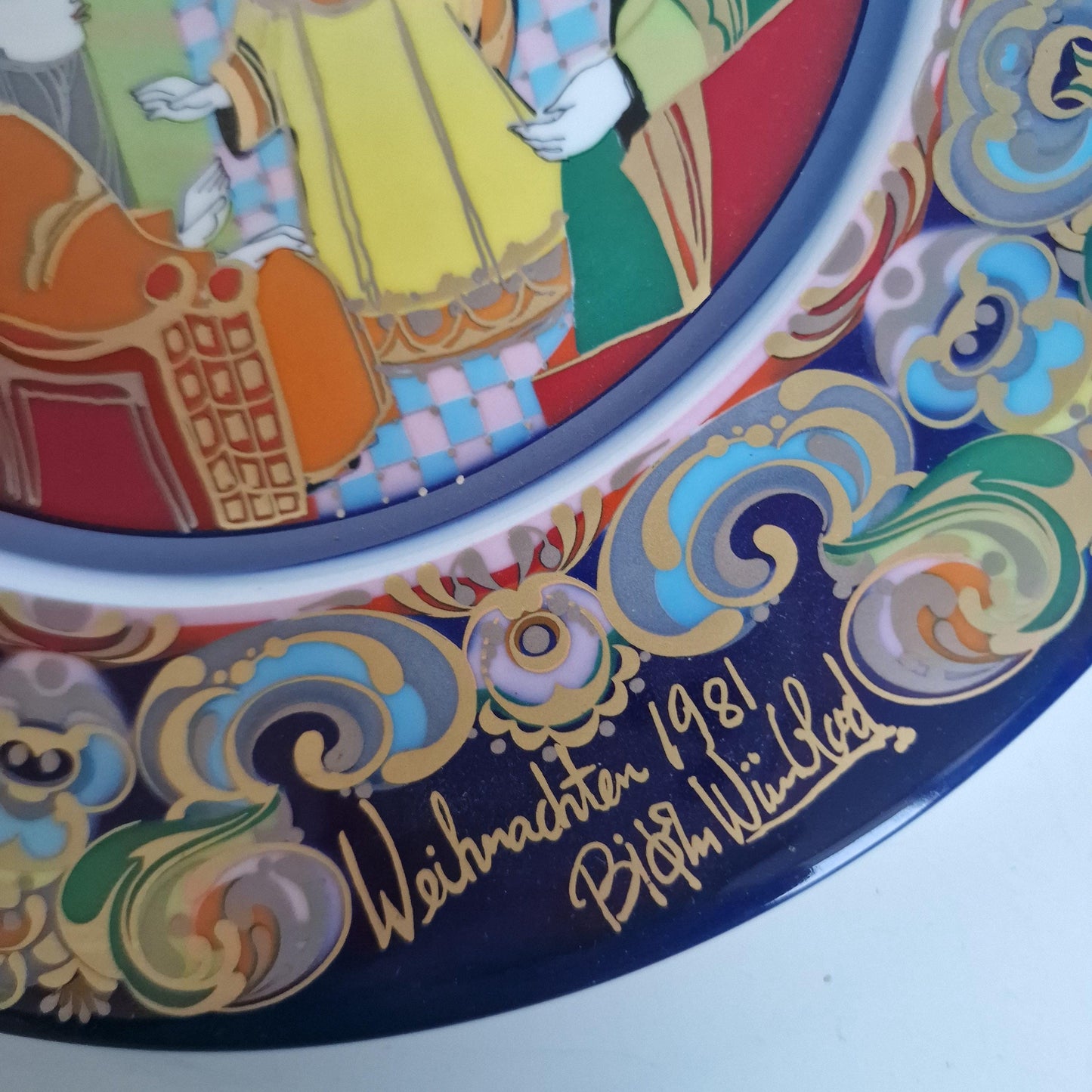 Bjorn Wiinblad Rosenthal Nativity Plate – Hand-Painted Gold Porcelain Christmas Dish
