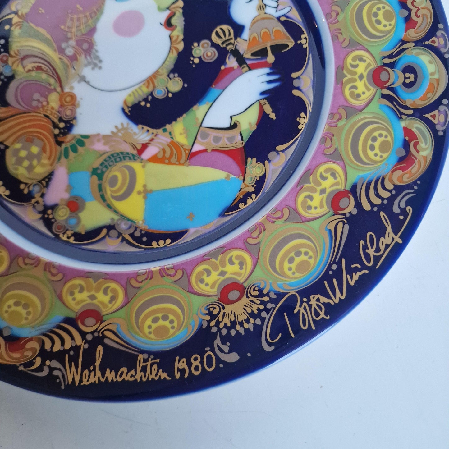 Bjorn Wiinblad Rosenthal Nativity Plate – Hand-Painted Gold Porcelain Christmas 1980